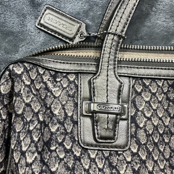 COACH Taylor PYTHON Satchel Shoulder Handbag Gunmetal Leather Trim EUC - Picture 3 of 10